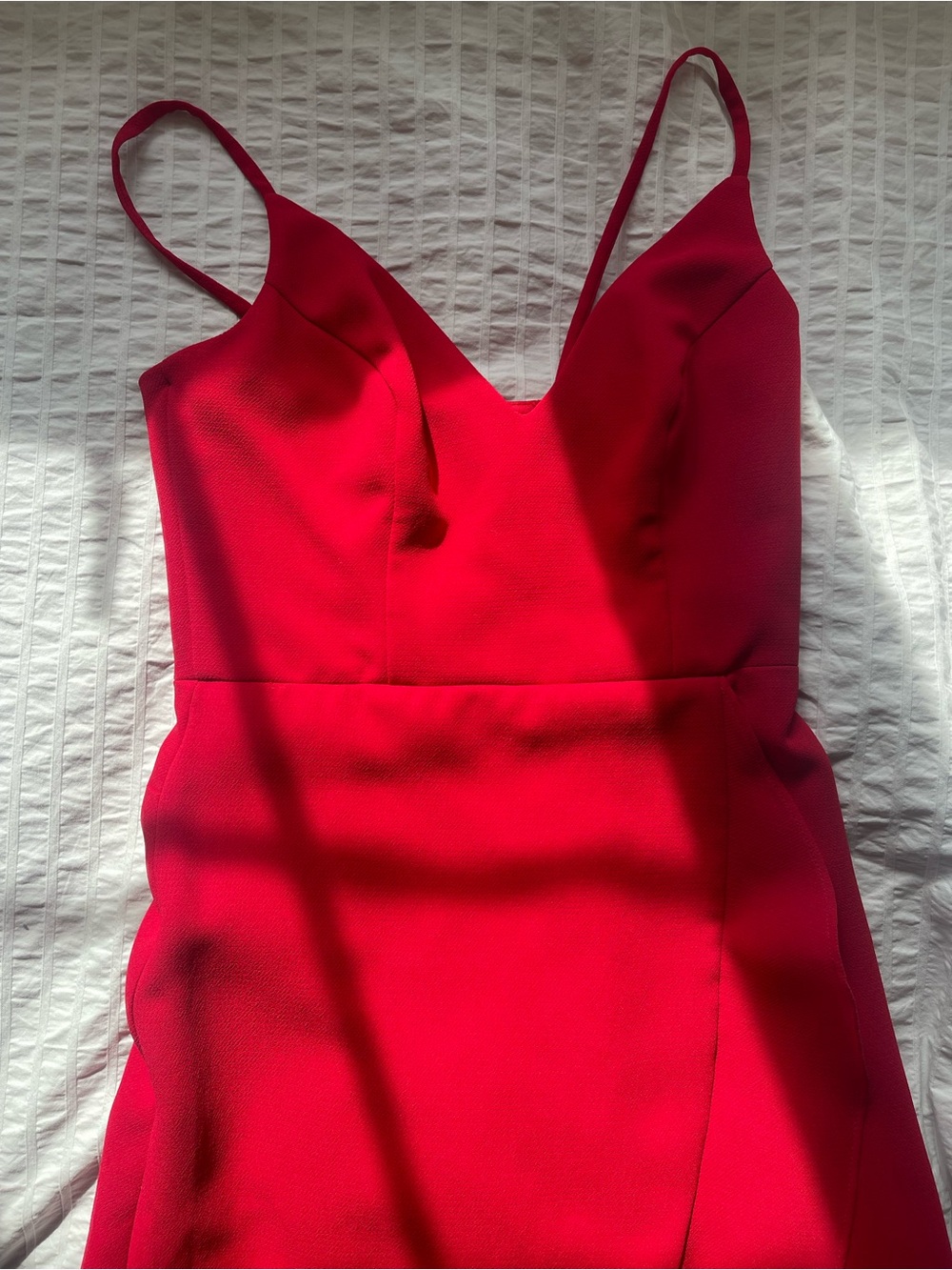 Xscape Asymmetrical Ruffle Dress (Red) - Picture 3 of 6